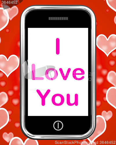 Image of I Love You On Phone Shows Adore Romance