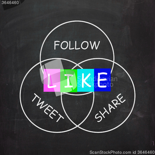 Image of Social Media Communication is Follow Share Like and Tweet