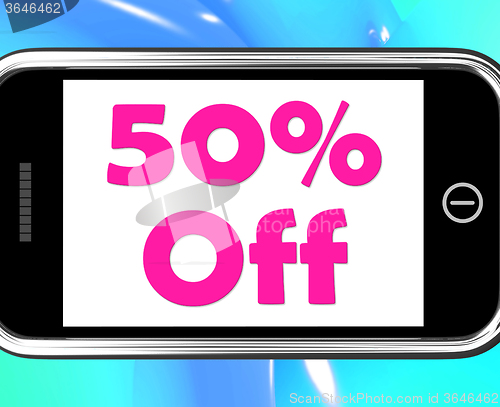 Image of Fifty Percent Phone Shows Sale Discount Or 50 Off