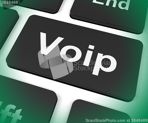 Image of Voip Key Means Voice Over Internet Protocol Or Broadband Telepho