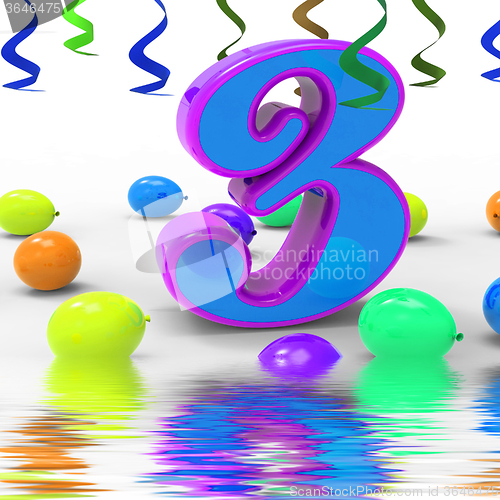 Image of Number Three Party Displays Colourful Decorations And Adornments