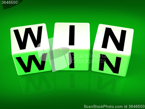 Image of Win Blocks Indicate Success Triumphant and Winning