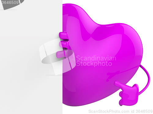 Image of Heart Behind Paper Shows Valentines Day Card Or Message