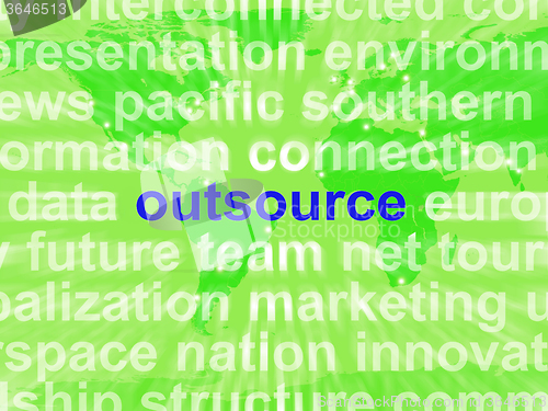 Image of Outsource Word Cloud Shows Subcontract And Freelance