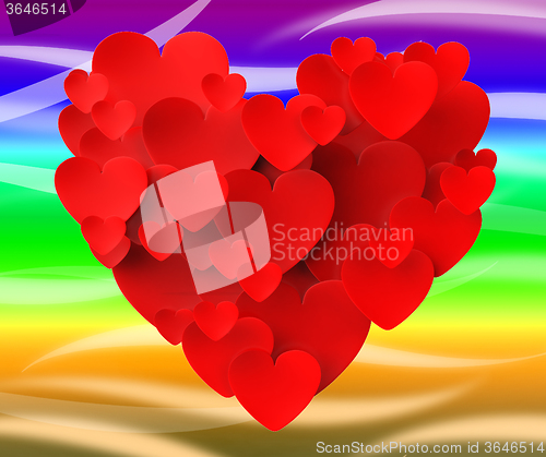 Image of Heart Made With Hearts Shows Summer Love Or Valentines Day