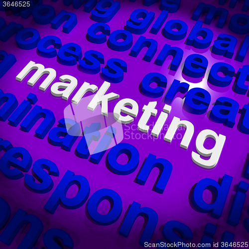 Image of Marketing In Word Cloud Means Market Advertise Sales