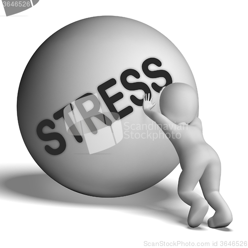 Image of Stress Uphill Character Shows Tension And Pressure