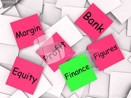 Image of Finance Post-It Note Shows Equity Or Margin