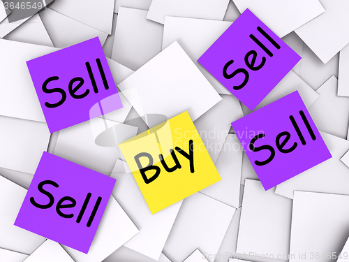 Image of Buy Sell Post-It Notes Show Trade And Commerce