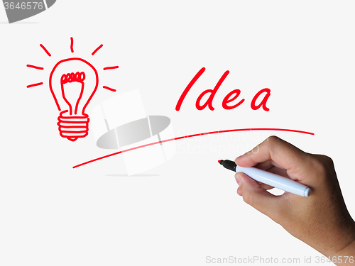 Image of Idea and Lightbulb Indicate Bright Ideas and Concepts