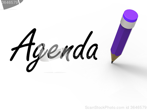 Image of Agenda With Pencil Means Written Agendas Schedules or Outlines