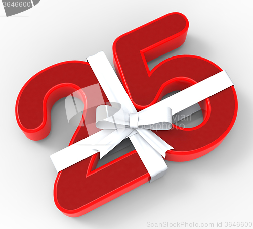 Image of Number Twenty Five With Ribbon Means Twenty Fifth Birthday Or Ce