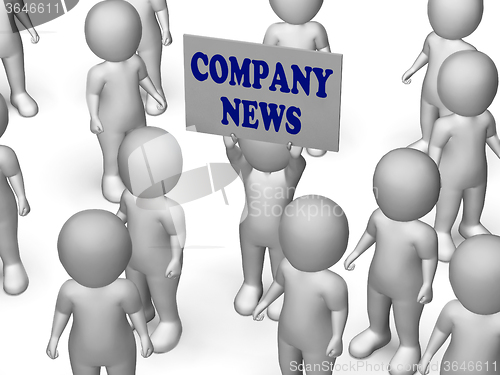 Image of Company News Board Character Shows Corporate Finances And Assets