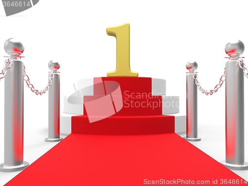 Image of Golden One On Red Carpet Means Film Industry Awards Or Event