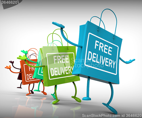 Image of Free Delivery Bags Show Promotion of no Charge for Shipment