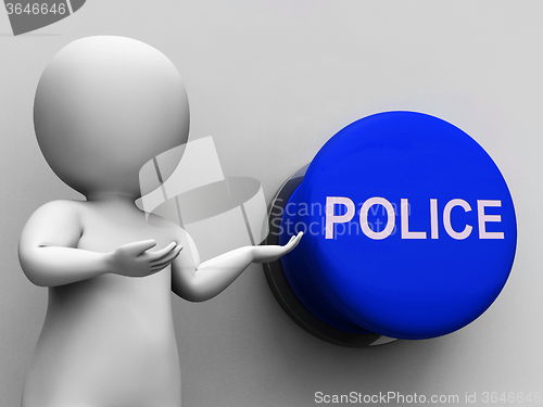 Image of Police Button Means Law Enforcement Or Officer
