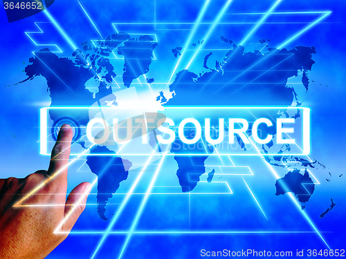 Image of Outsource Map Displays Worldwide Subcontracting or Outsourcing