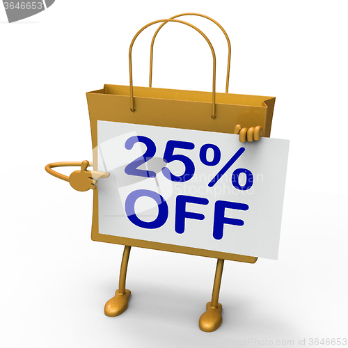 Image of Twenty-five Percent Reduced On Shopping Bags Shows 25  Bargains