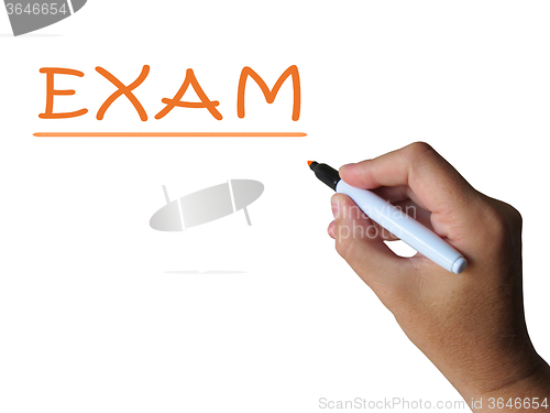 Image of Exam On Whiteboard Means Tests And Examinations