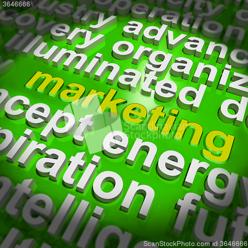 Image of Marketing In Word Cloud Means Market Advertise Sales