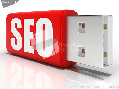 Image of SEO Pen drive Shows Search Engine Optimization Or Management