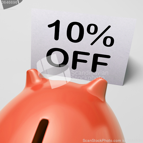 Image of Ten Percent Off Piggy Bank Means Save 10