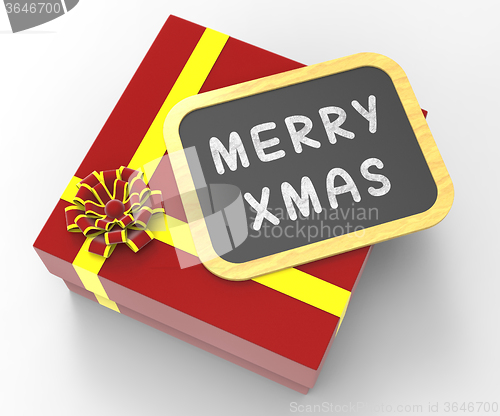 Image of Merry Xmas Present Shows Christmas Festivity And Greetings