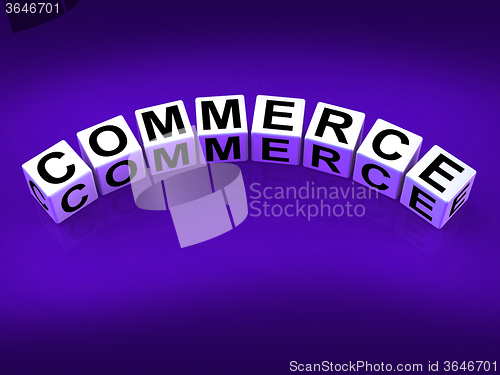 Image of Commerce Blocks Represent Commercial Marketing and Financial Tra