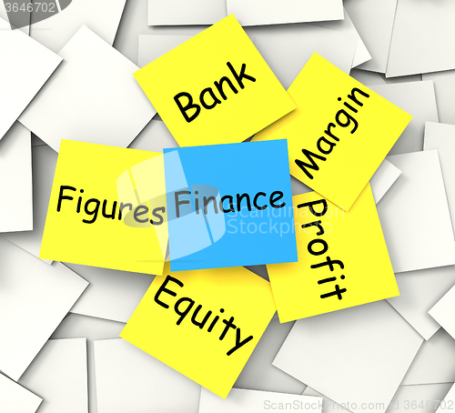 Image of Finance Post-It Note Shows Equity Profit And Figures