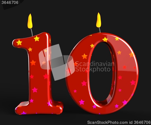 Image of Number Ten Candles Mean Numeral Candles Or Celebration Candles