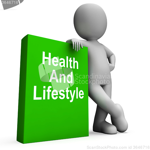 Image of Health And Lifestyle Book With Character Shows Healthy Living