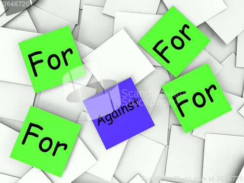 Image of For Against Post-It Notes Shows Supporting Or Opposed To