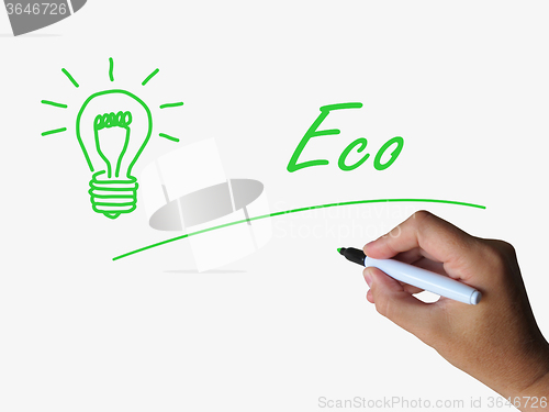 Image of Eco and Lightbulb Refer to Energy Efficiency and Ecology