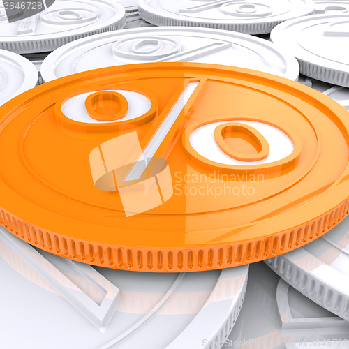 Image of Percentage Coin Shows Interest  Earn Or Owed