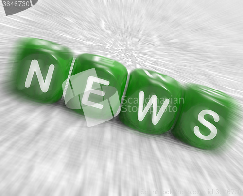 Image of News Dice Displays Reporting Media And Bulletin