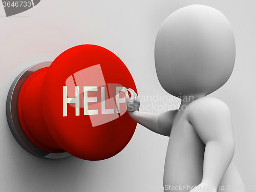 Image of Help Button Shows Support Assistance And Aid