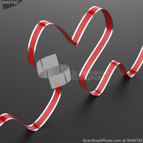 Image of Ribbon Heart Means Lovely Celebration Or Couple Anniversary
