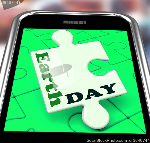 Image of Earth Day Smartphone Means Eco Friendly And Green