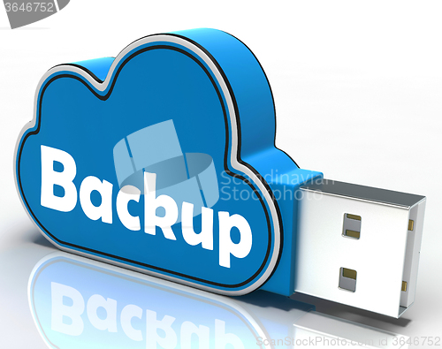 Image of Backup Cloud Pen drive Means Data Storage Or Safe Copy