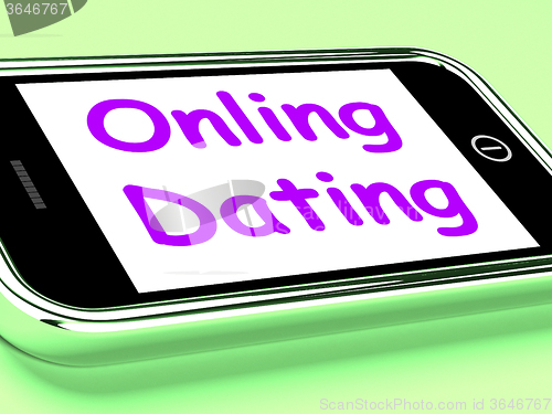 Image of Online Dating  On Phone Shows Romancing And Web Love