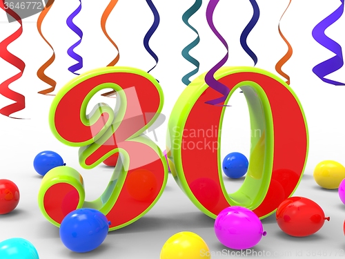 Image of Number Thirty Party Shows Colourful Creative Decoration And Brig