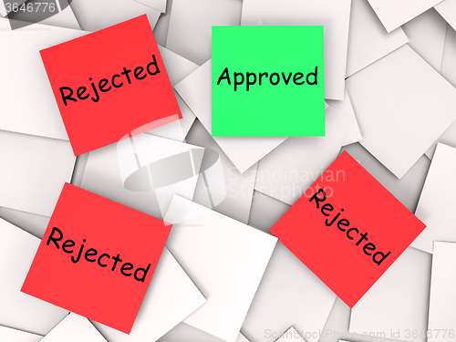 Image of Approved Rejected Post-It Notes Means Approval Or Rejection