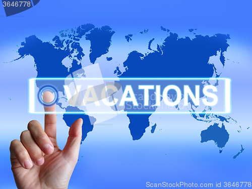 Image of Vacations Map Means Internet Planning or Worldwide Vacation Trav
