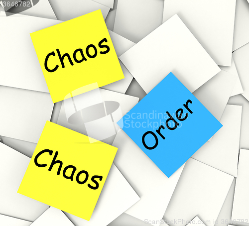 Image of Chaos Order Post-It Notes Show Disorganized Or Ordered