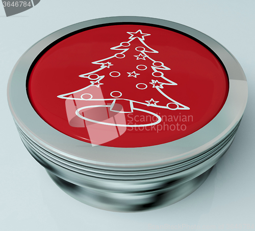Image of  Xmas Tree Button Means Happy Christmas