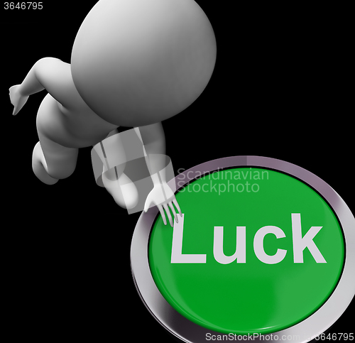 Image of Luck Button Shows Chance Gamble Or Fortunate