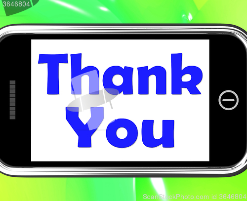 Image of Thank You On Phone Shows Gratitude Texts And Appreciation