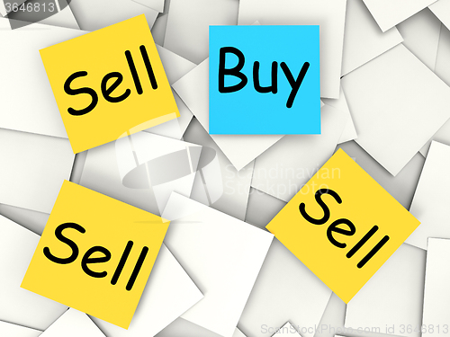 Image of Buy Sell Post-It Notes Mean Buying And Selling