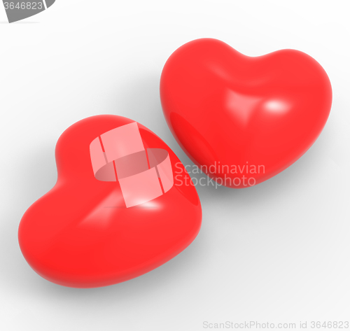 Image of Three Dimensional Hearts Means Affection Passion And Attraction
