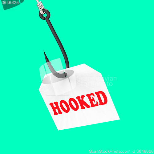 Image of Hooked On Hook Means Fishing Equipment Or Catch